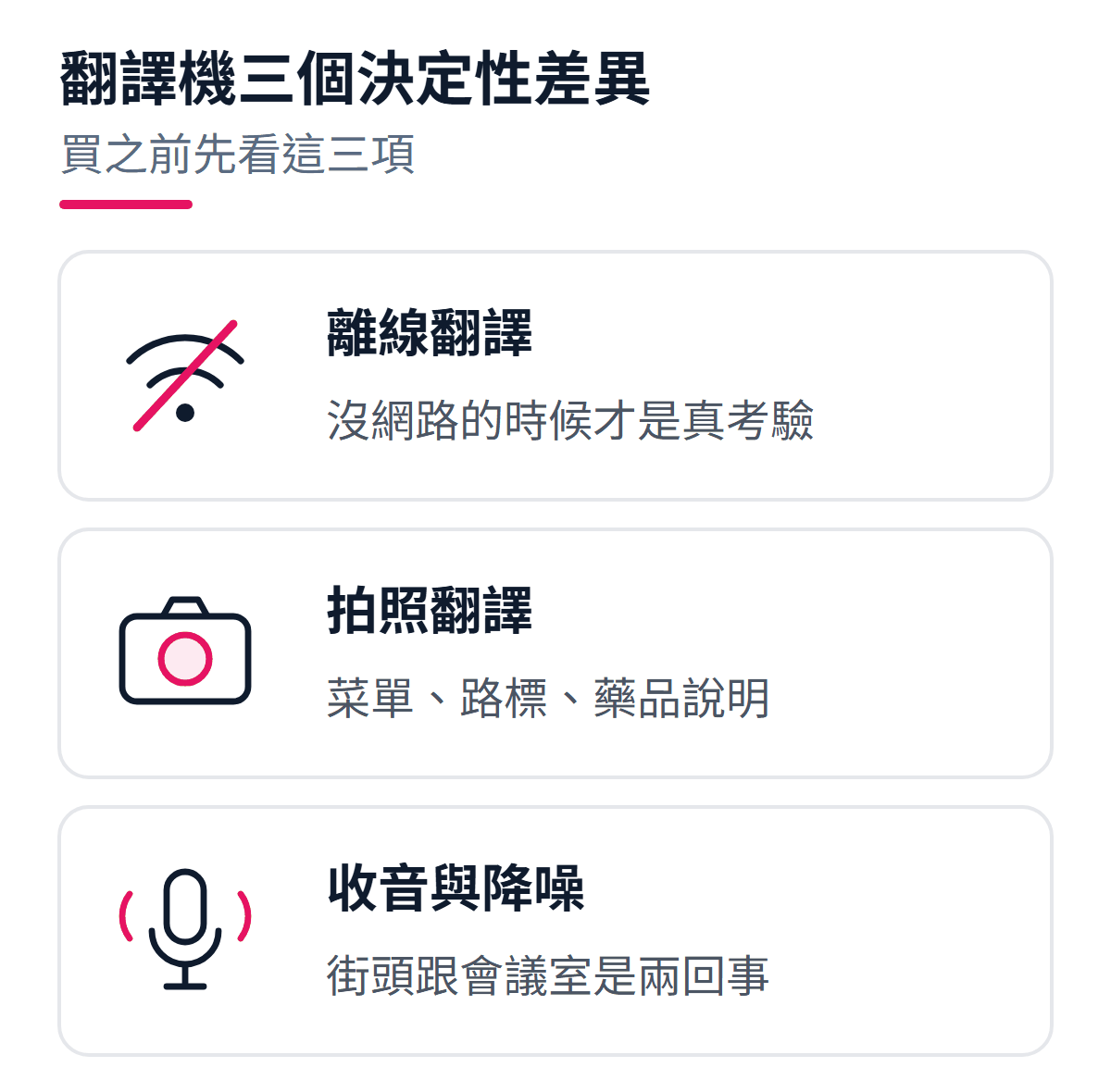 翻譯機三個決定性差異：離線翻譯、拍照翻譯、收音與降噪